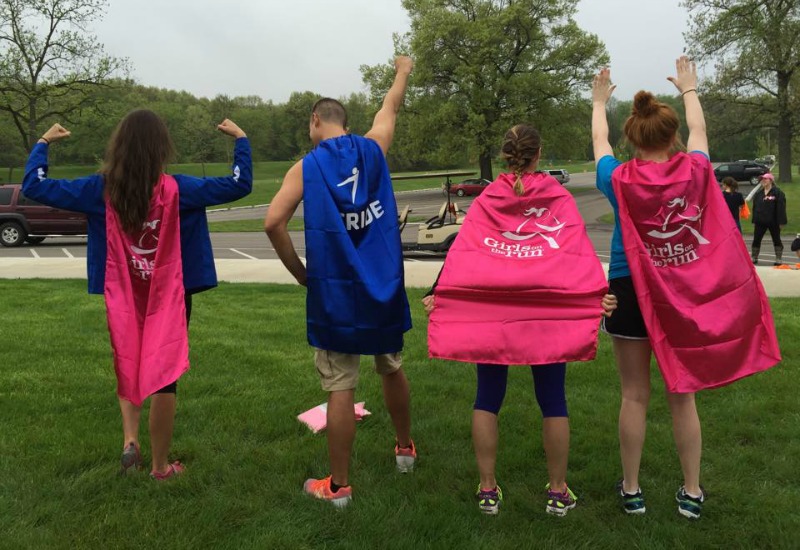 superheroes at a YMCA Girls on the Run 5K