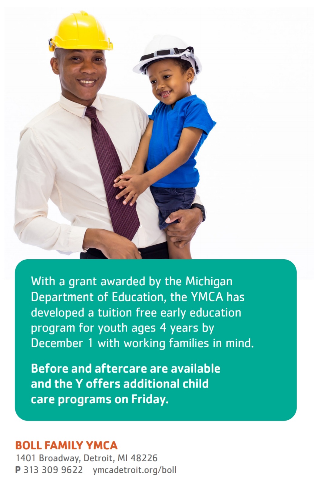 Tuition Free Pre-School for children ages 4 by December 1, 2020 at the Boll Family YMCA in Downtown Detroit
